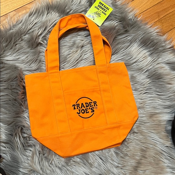 NWT🧡Orange Trader Joe's Mini Canvas Tote Bag - Picture 14 of 15